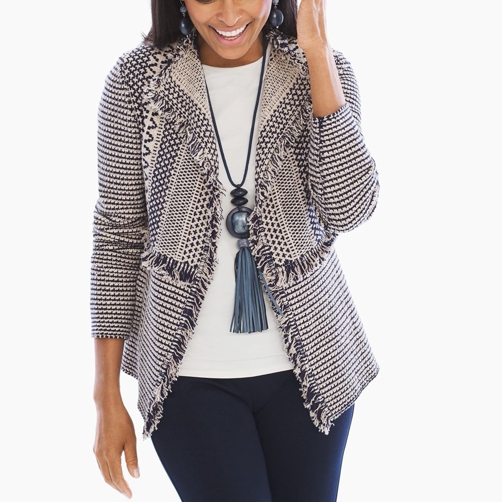 Chico’s Textured Fringe Lucy Cardigan